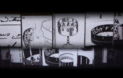 Still from Ship of Fools showing two animation strips depicting drawings of zoetropes