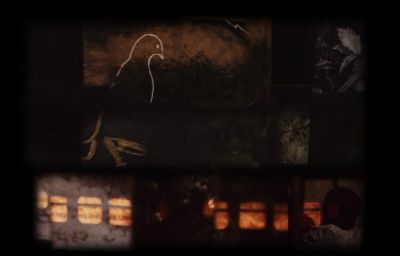 Still 2 from Palypseste sur souvenir (2026) showing text and light shining through the animation strip